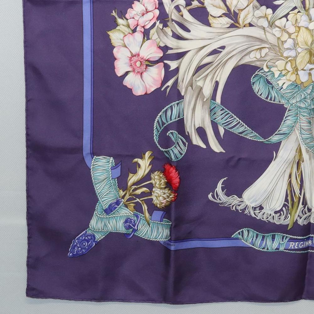 HERMES Carre 90 Scarf ""REGINA"" Silk Purple Auth bs24064 - Picture 8 of 15